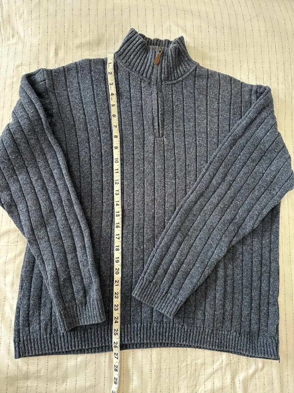 Oscar de la Renta Ribbed Quarter-Zip Sweater | Men's XXL | Blue Heather